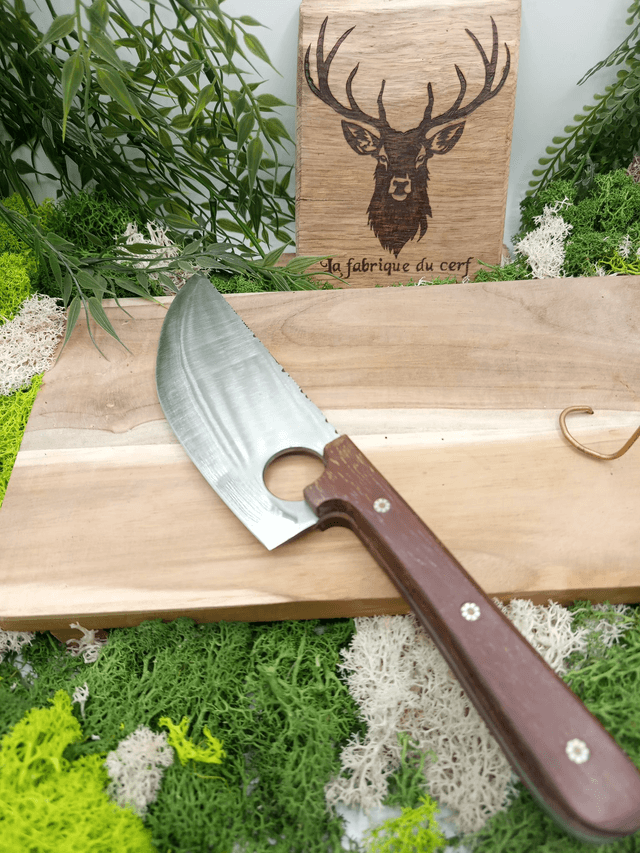 Couteau de cuisine artisanal – Feuille de boucher Z40C13 & manche en niangon | La Fabrique du Cerf